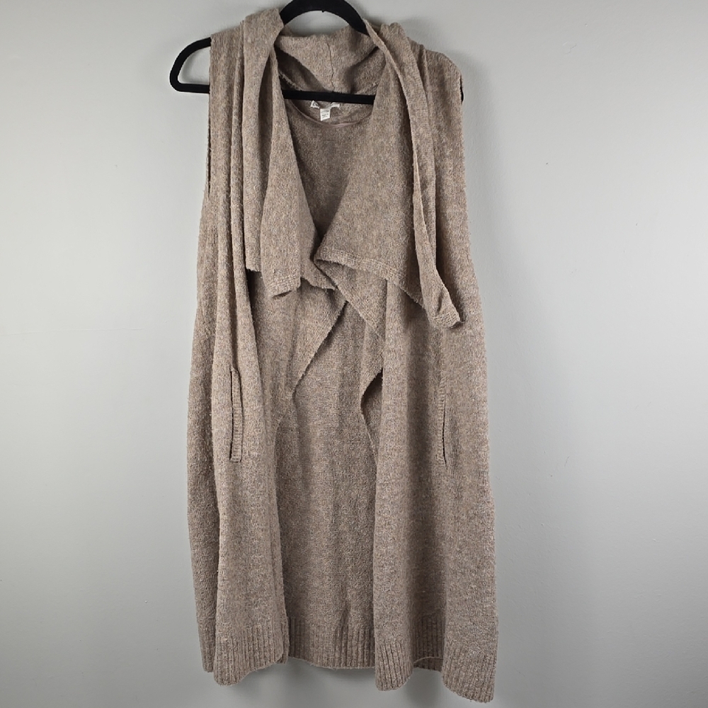 Cato long sleeveless cardigan vest Cozy Beige Sleeveless Sweater Vest